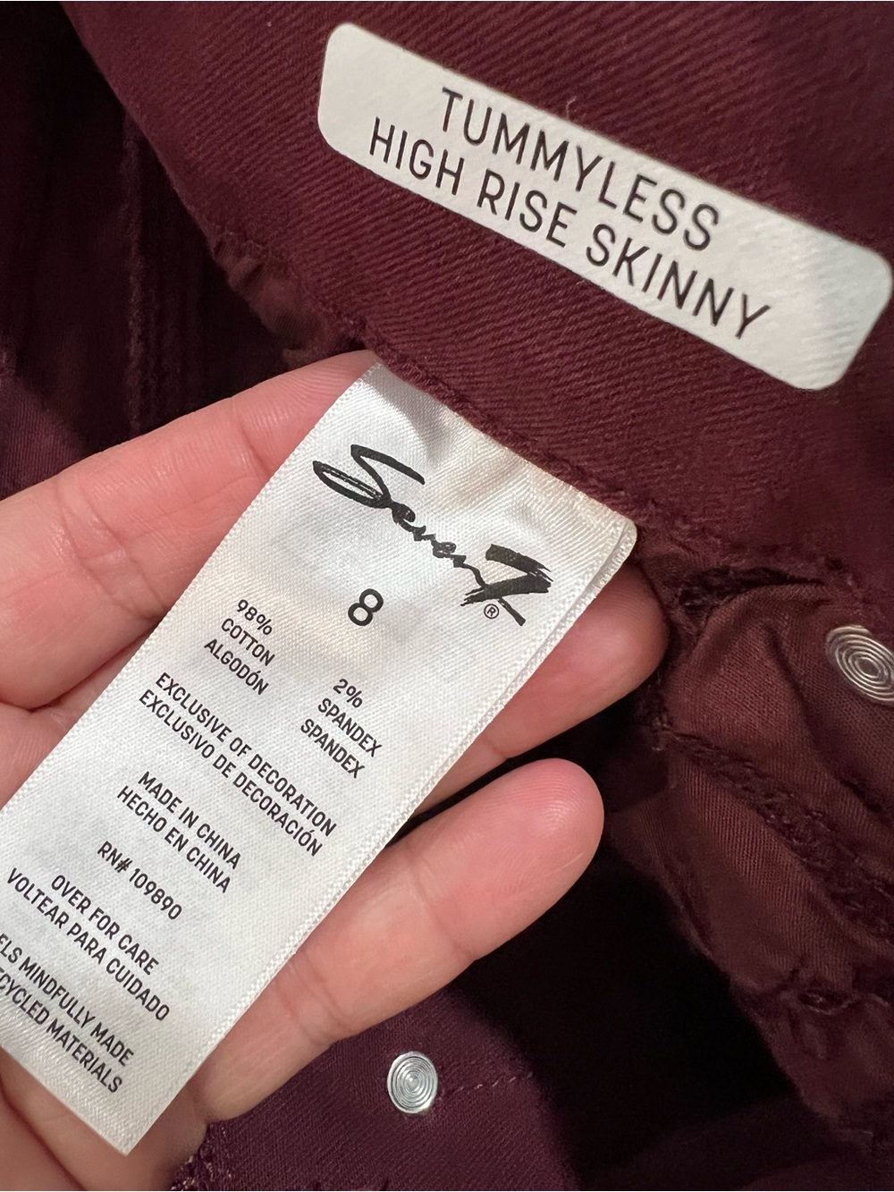 Seven7 Tummy Less Skinny Jean Size 8 - Picture 8 of 8